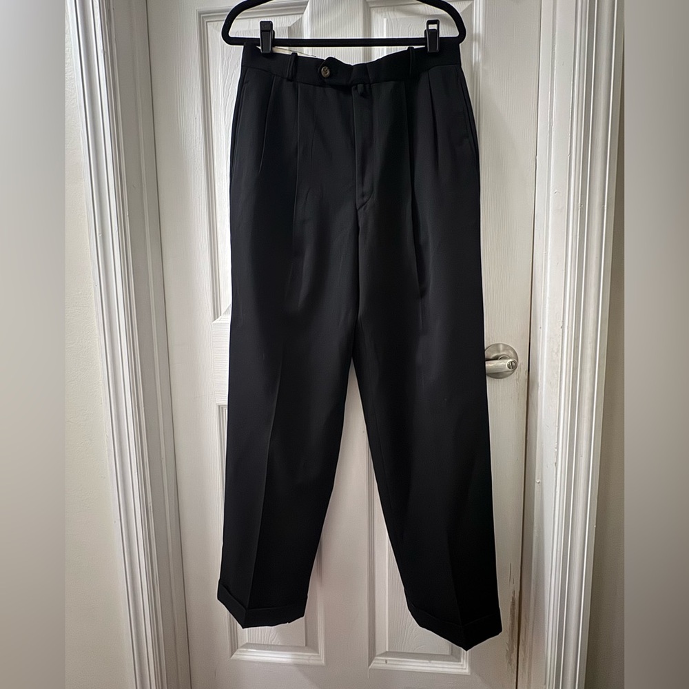 TOMMY HILFIGER Vintage 100% Wool Men's Pleated Trouser Pants Size 32x30
